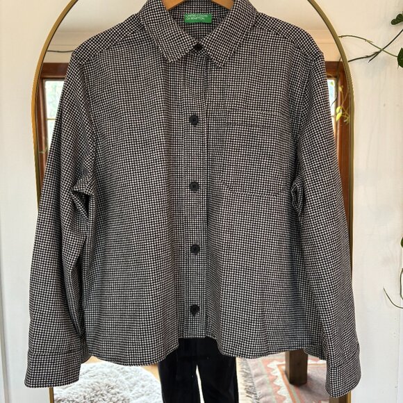 Benetton Wool Blend Overshirt - Houndstooth, Large - Picture 1 of 7